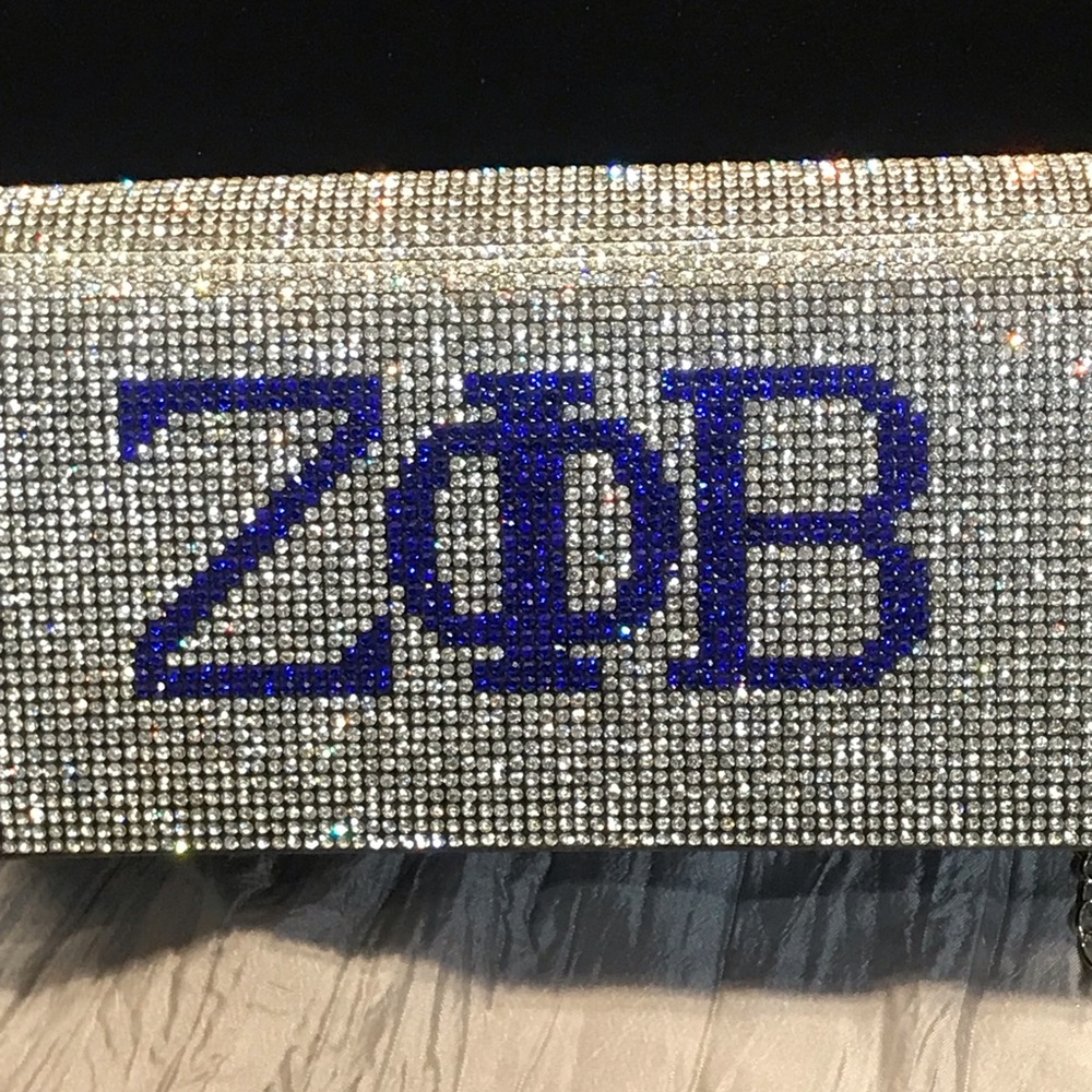 Elegant Silver and Blue Rhinestone Clutch - ZETA inspired